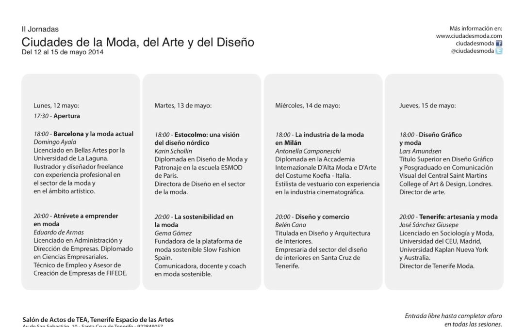 Curso "II JORNADAS DE CIUDADES DE LA MODA, DEL ARTE Y DEL DISEÑO", 12-15 de mayo