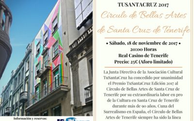 Premio TuSantaCruz 2017 sábado 18 Noviembre 2017 a 20:00H en Real Casino de Tenerife