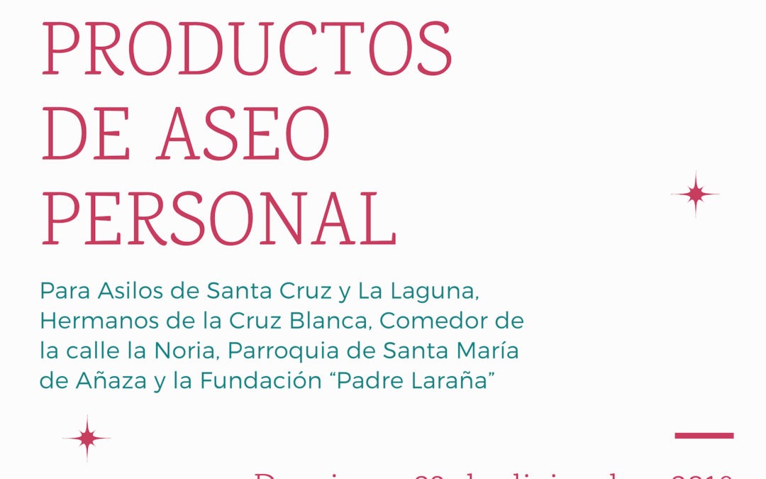 Jornada de recogida de alimentos y productos de aseo personal, domingo 23 diciembre de 8,30-14,30 horas Mercado Nuestra Señora de África