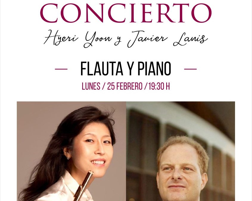 Concierto Flauta Dª. Hyeri Yoon y Piano D. Javier Lanis. Lunes 25 de febrero de 2019, a las 19:30 horas. Salón Principal del Real Casino de Tenerife.